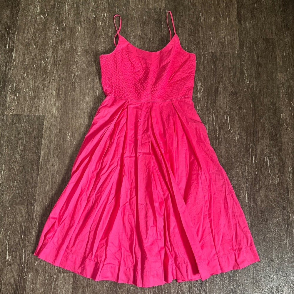 Tory Burch Pink Cotton Fit and Flare Dress Sleeveless Summer Wedding Size 2